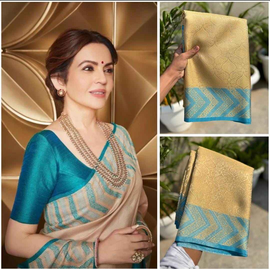 Nita Ambani inspired Gold Banarasi Tissue Silk Saree