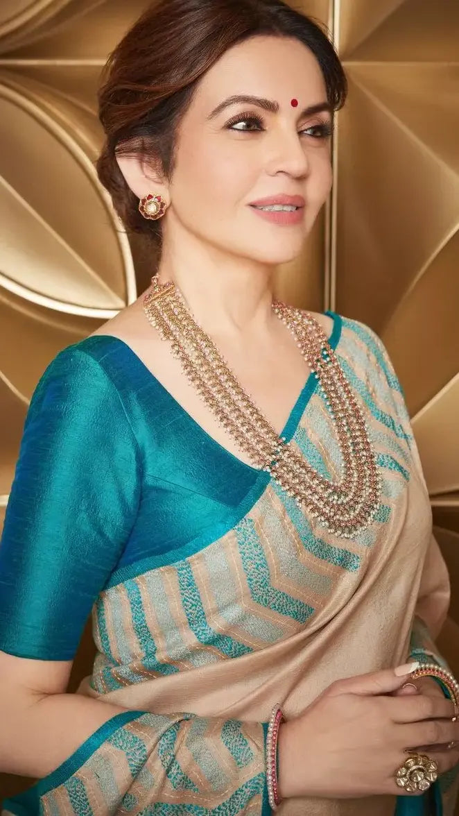 Nita Ambani inspired Gold Banarasi Tissue Silk Saree