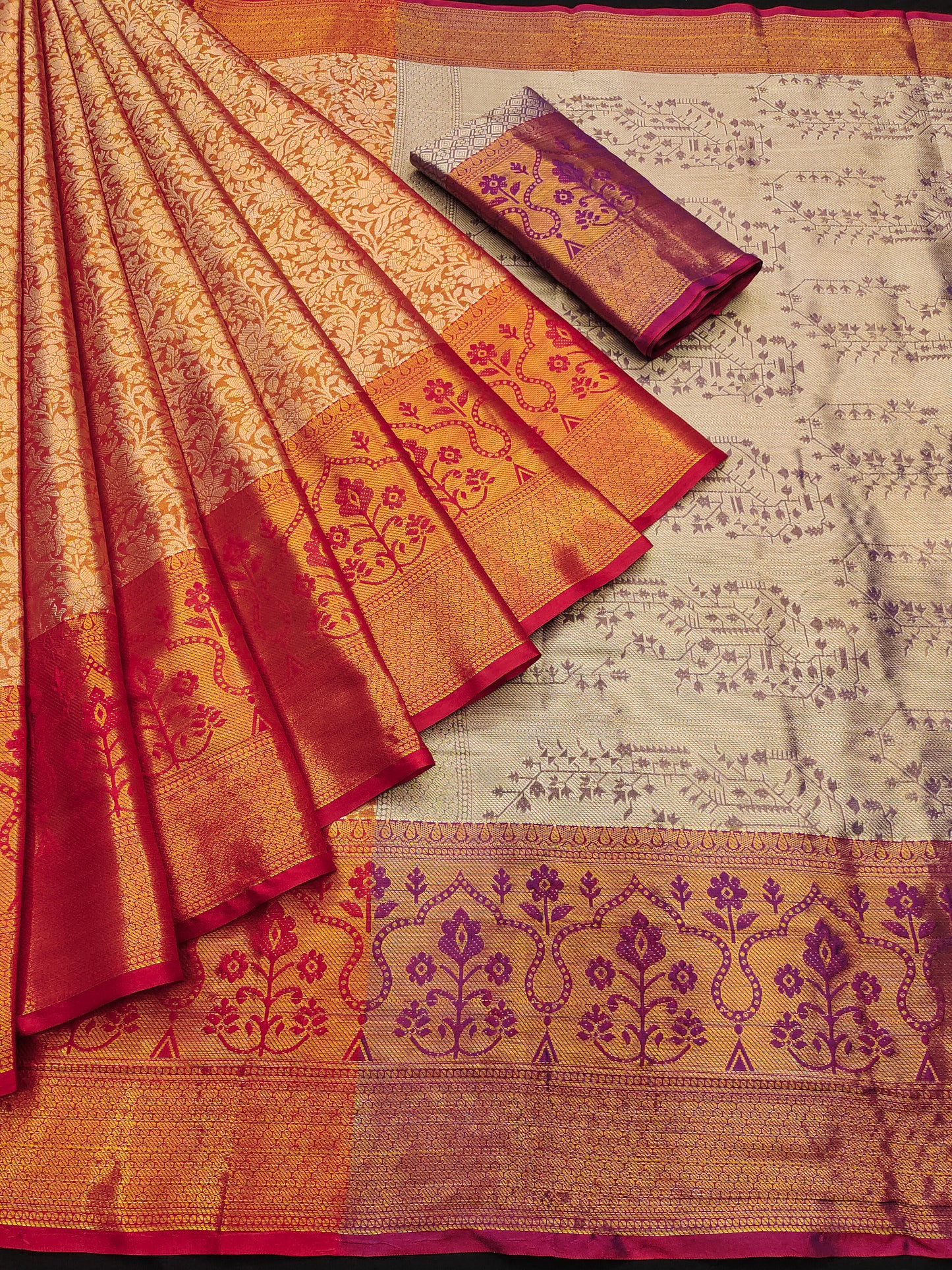 Premium Kanjivaram Banarasi Silk Saree – Traditional Bridal Wear