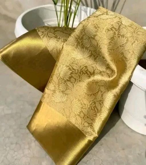 Neeta Ambani Inspired Golden Tissue Silk Saree – Celebrity Inspired Elegance