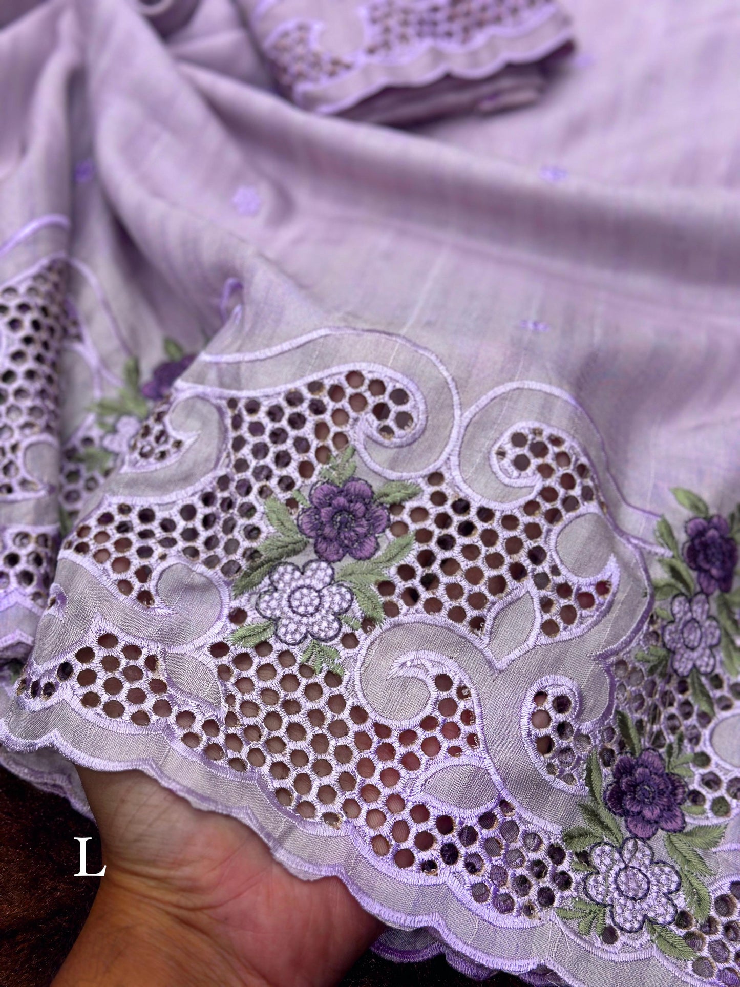 Elegant Tusser Cotton Saree with Floral Cutwork Embroidery