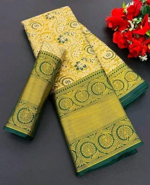 Elegant Pattu Green & Gold Kanchipuram Kanjivaram Silk Saree